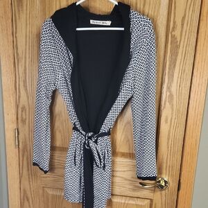Michael Stars Reversibke Monochrome Geometric Wrap Cardigan